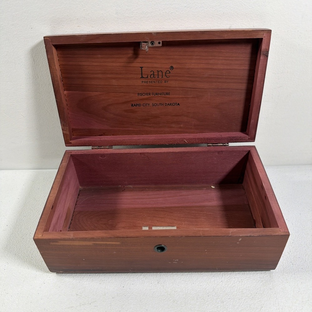 Vtg Miniature Lane Cedar‎ Chest Jewelry Trinket Box 9x5x3.5 NO Key North Dakota